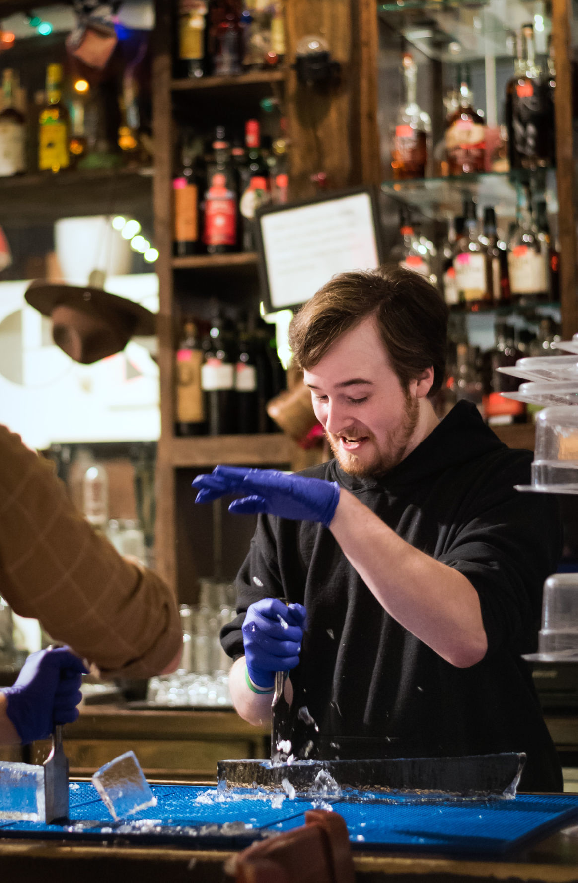 Chiseling Ice Cubes at Tate's Craft Cocktails
